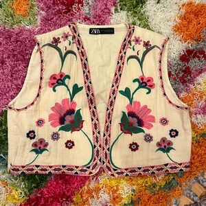 Embroidered floral vest from Zara!